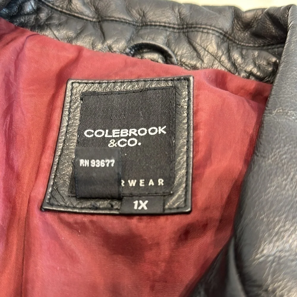 Colebrook & Co. Black Leather jacket Size 1X with front buttons and pockets